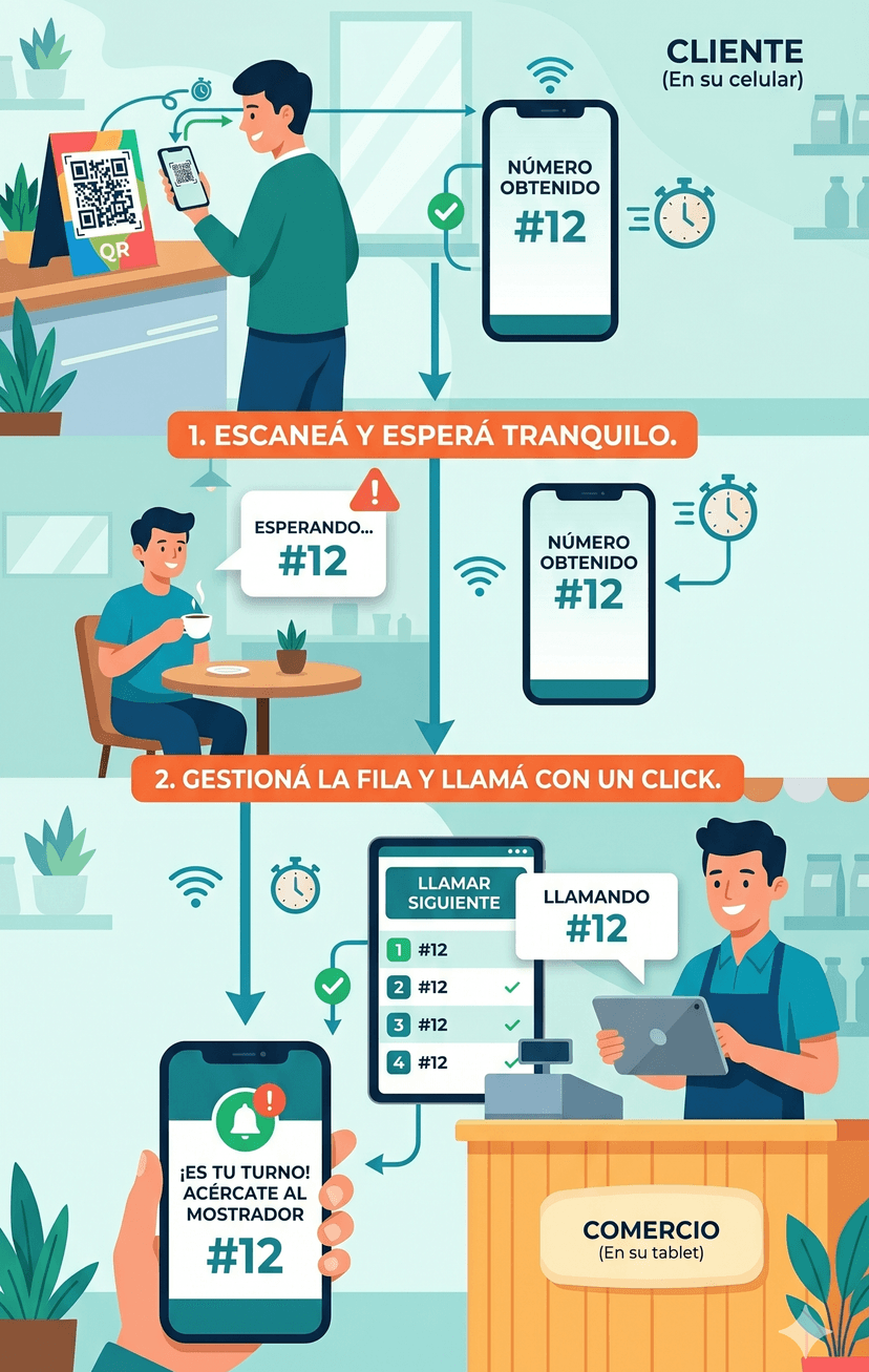 Interacción cliente-comercio eTurnio